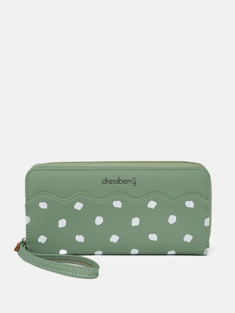 

DressBerry Women Green Printed Zip Around Wallet