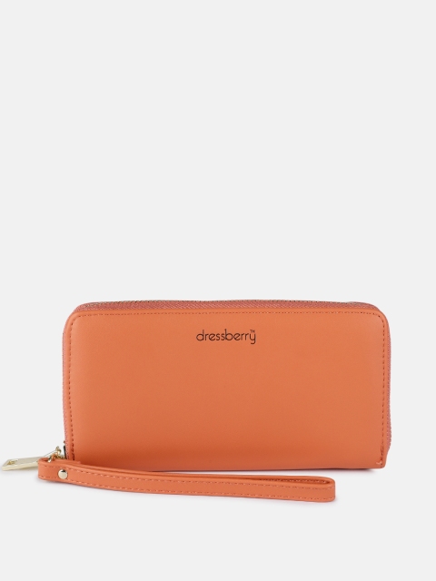 

DressBerry Women Orange Solid Zip Around Wallet