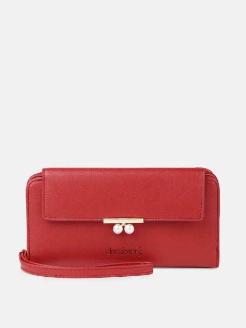 

DressBerry Women Red Solid Zip Around Wallet