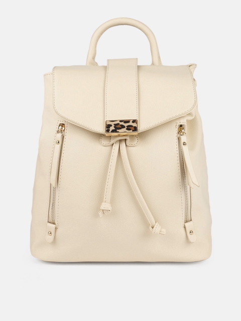 

DressBerry Women Cream-Coloured Solid Backpack