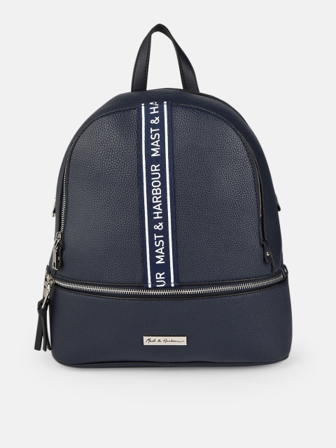 

Mast & Harbour Women Navy Blue Solid Backpack