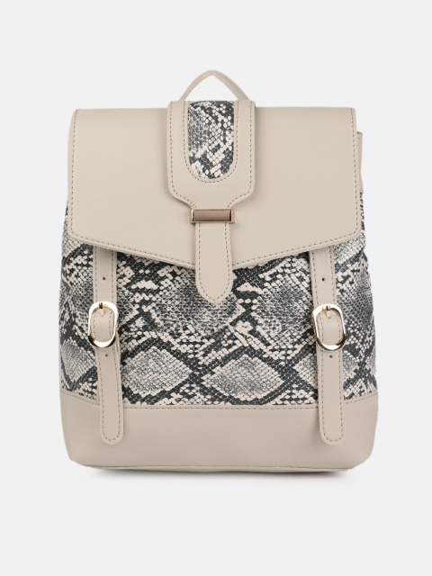 

DressBerry Women Beige & Black Textured Backpack