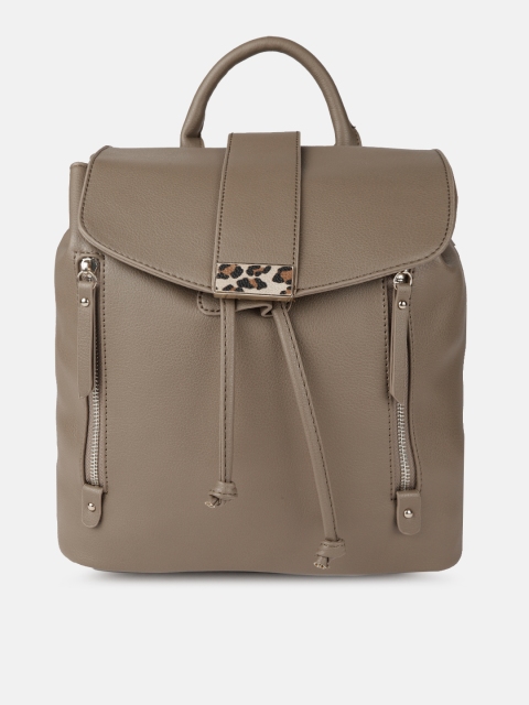 

DressBerry Women Taupe Solid Backpack