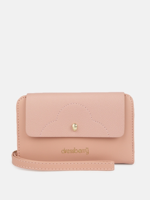 Women Pink Solid Zip Around Wallet