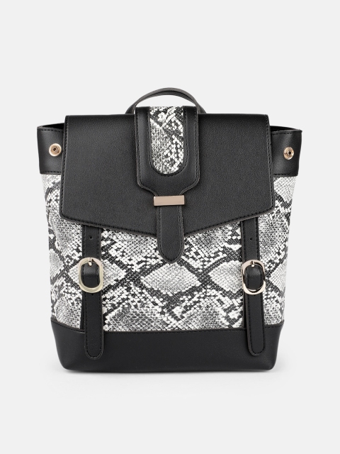 

DressBerry Women Black & White Snake Print Backpack