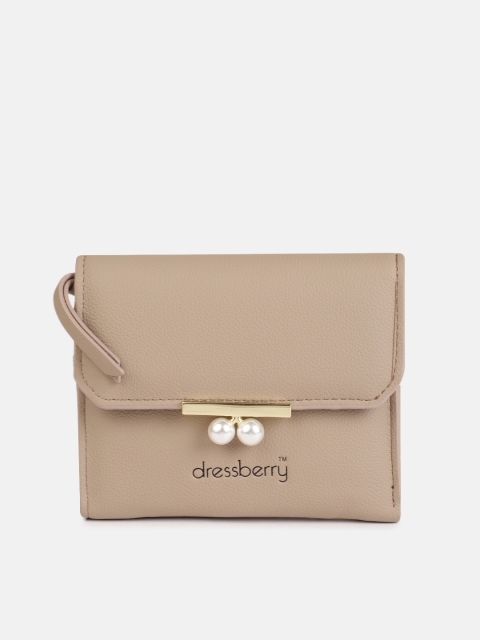 

DressBerry Women Beige Solid Three Fold Wallet