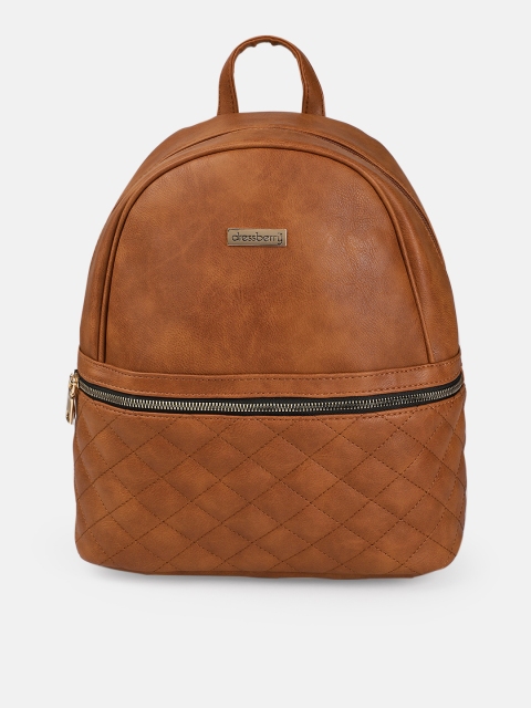 

DressBerry Women Tan-Brown Quilted Backpack