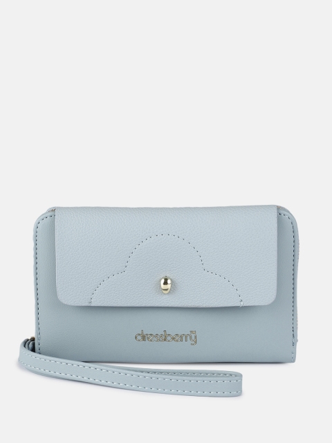 Women Blue Solid Three Fold Wallet
