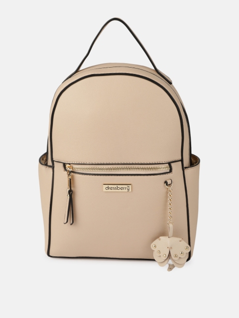 

DressBerry Women Beige Solid Backpack