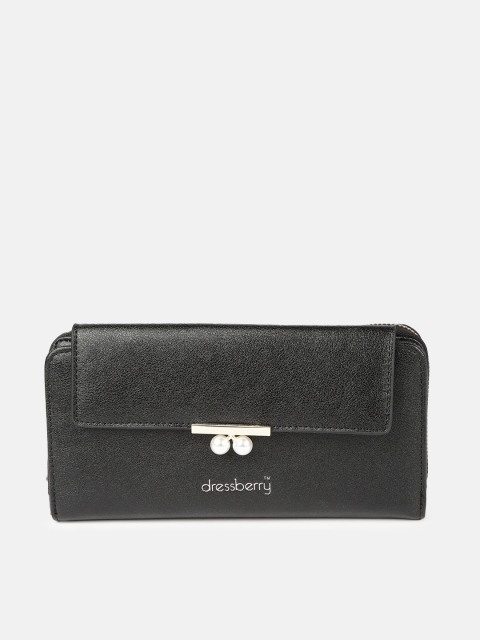 

DressBerry Women Black Solid Zip Around Wallet