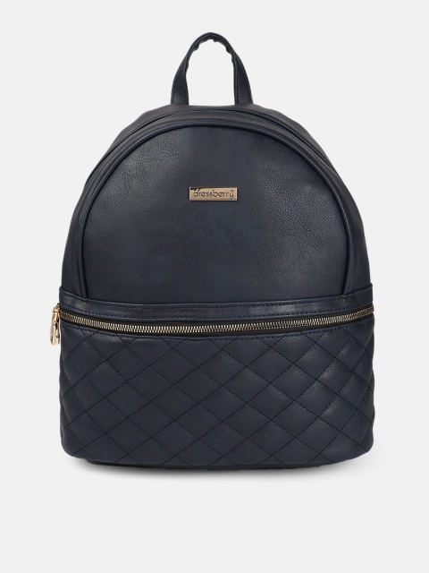 

DressBerry Women Navy Blue Quilted Backpack