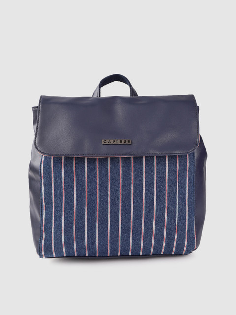 

Caprese Women Blue Striped Backpack