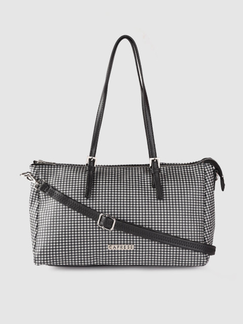 

Caprese Black & Off-White Checked Shoulder Bag