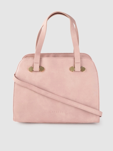 

Caprese Pink Solid Handheld Bag with Detachable Sling Strap