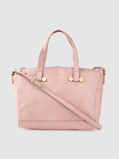 

Caprese Pink Solid Handheld Bag with Detachable Sling Strap