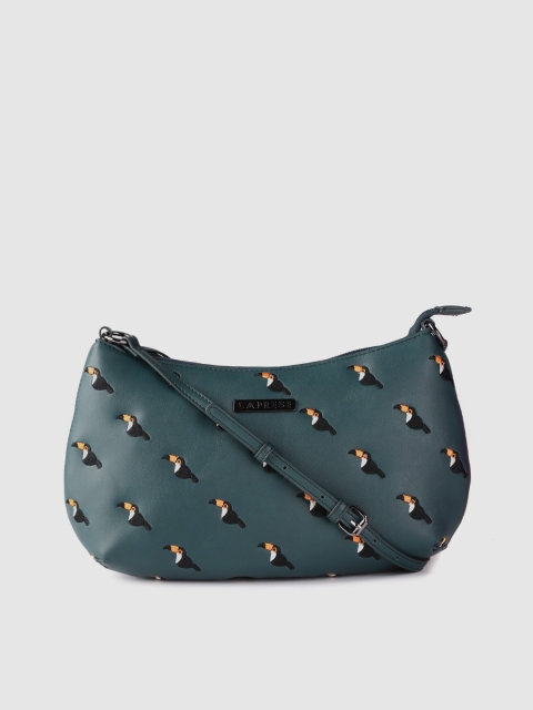 

Caprese Teal Blue & Black Embroidered Sling Bag