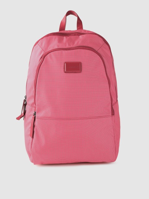 

Caprese Women Pink Checked Laptop Backpack