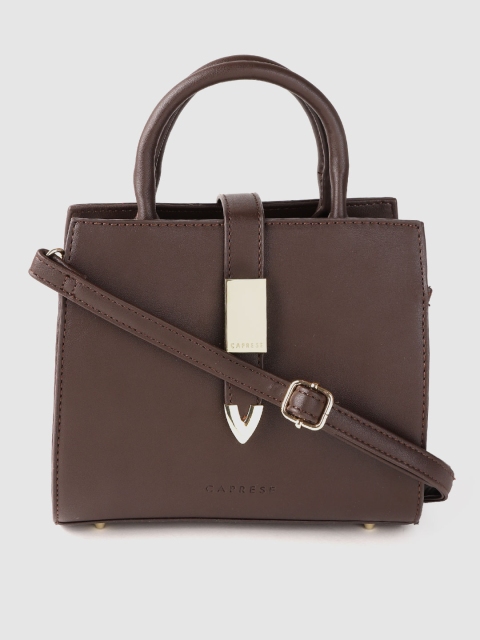 

Caprese Coffee Brown Solid Handheld Bag with Detachable Sling Strap