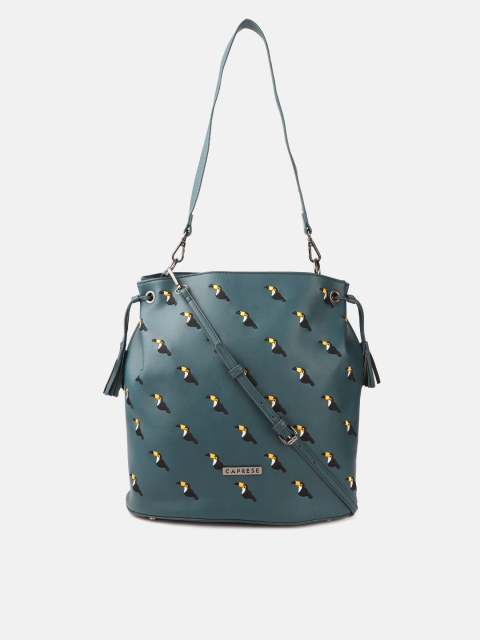 

Caprese Teal Blue & Black Embroidered Shoulder Bag