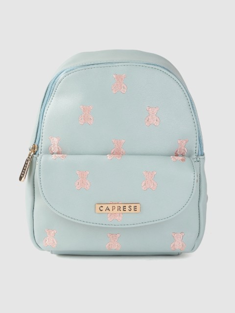

Caprese Women Blue & Peach-Coloured Embroidered Backpack