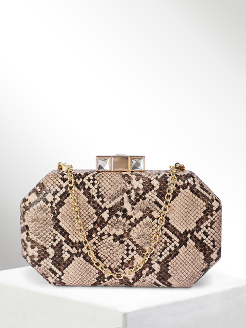 

CORSICA Beige Snake Textured Box Clutch
