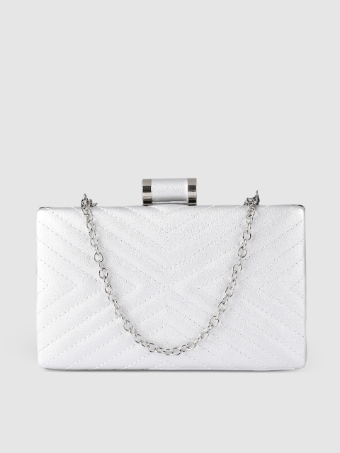 

DressBerry Silver-Toned Quilted Box Clutch