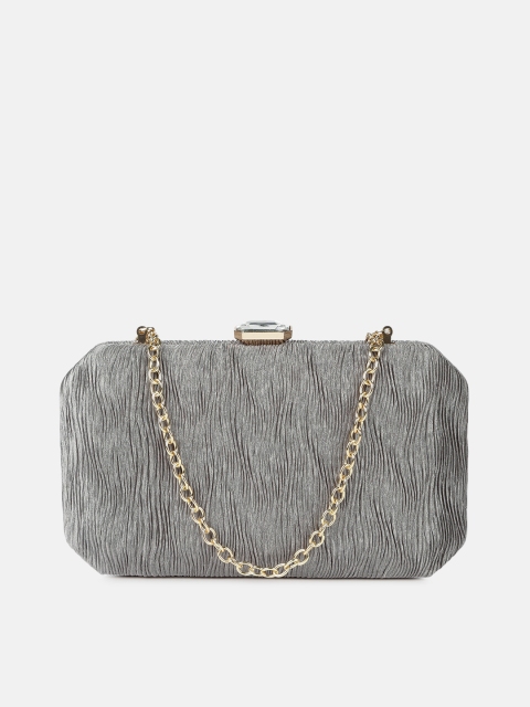 

DressBerry Grey Textured Box Clutch