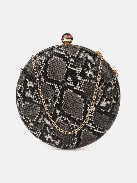 

DressBerry Black & Beige Snake Printed Clutch