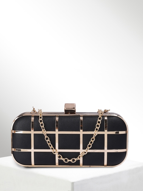 

CORSICA Black & Gold-Toned Checked Box Clutch