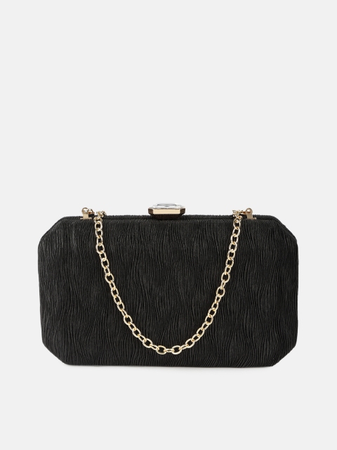 

DressBerry Black Textured Box Clutch
