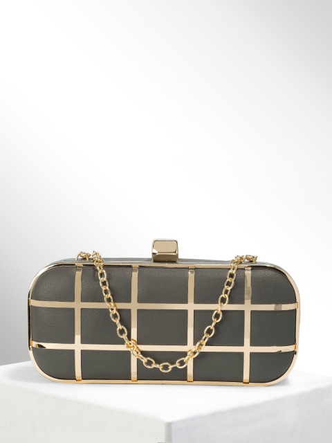 

CORSICA Grey & Gold-Toned Checked Clutch