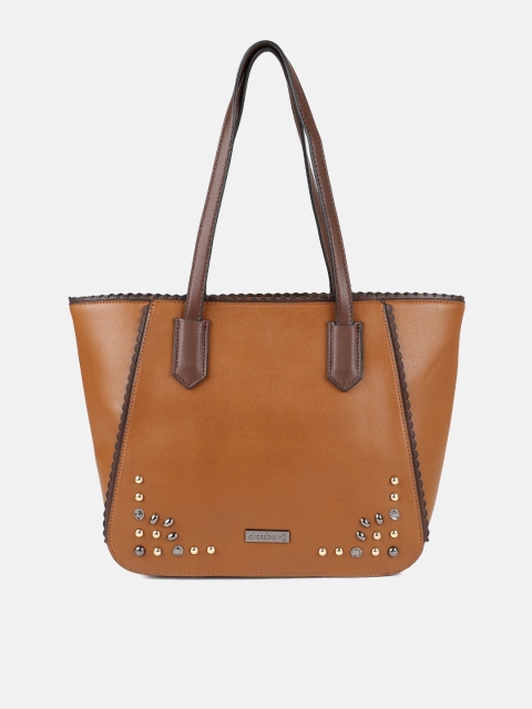 

DressBerry Tan Brown Embellished Shoulder Bag