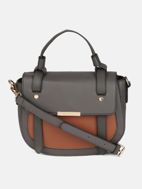 

Mast & Harbour Grey & Tan Brown Colourblocked Satchel