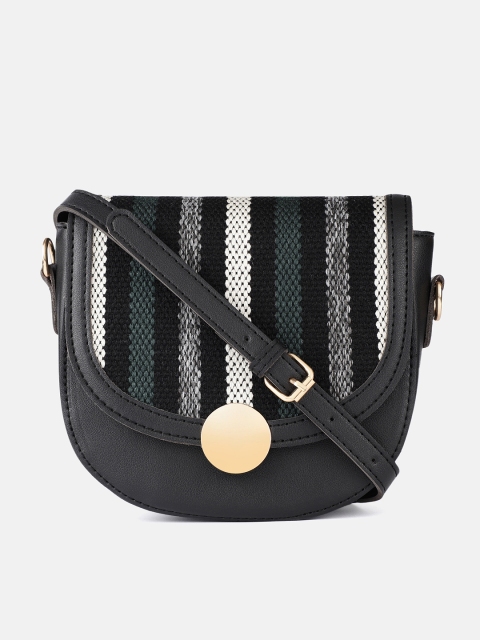 

Mast & Harbour Black & Grey Striped Sling Bag