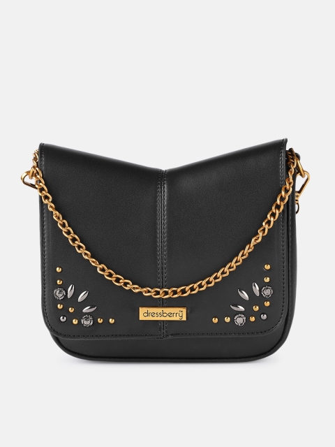 

DressBerry Black Embellished Sling Bag