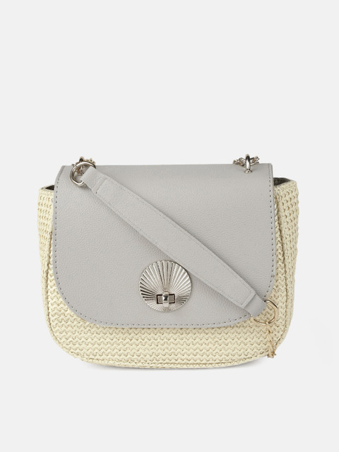 

DressBerry Grey & Beige Colourblocked Sling Bag
