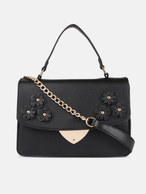 

DressBerry Black Self Design Satchel