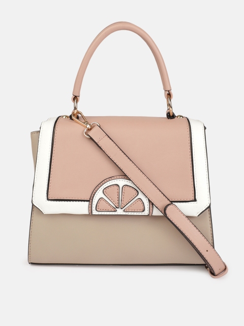 

Mast & Harbour Beige & Pink Colourblocked Handheld Bag