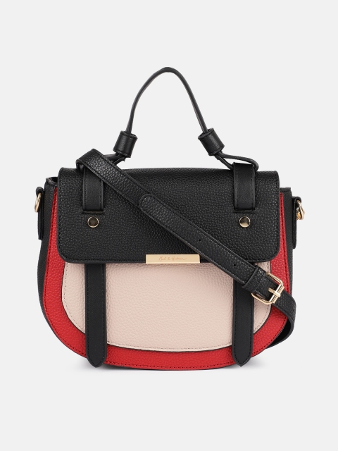 

Mast & Harbour Black & Beige Colourblocked Satchel