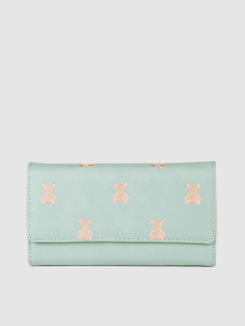 

Caprese Women Blue Self Design Three Fold Wallet