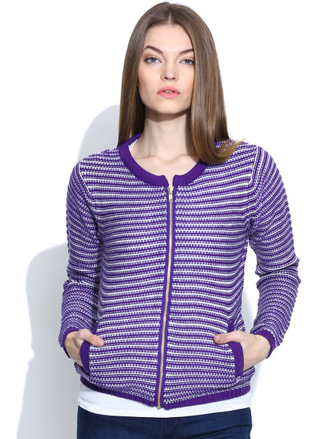 

Van Heusen Woman Purple & Off-White Cardigan