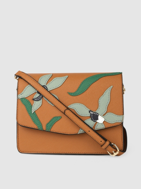 

DressBerry Tan Brown Printed Sling Bag