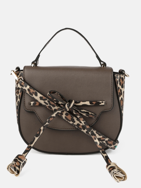 

DressBerry Women Taupe Printed Satchel