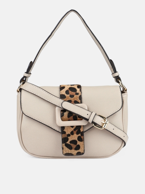 

DressBerry Beige Printed Hobo Bag