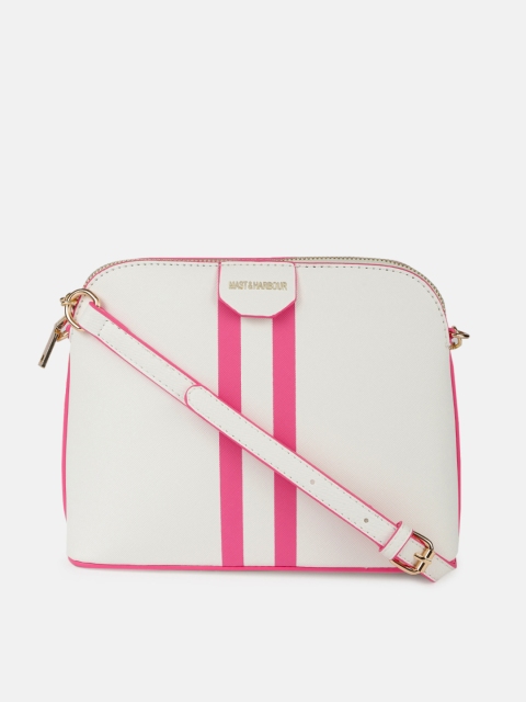 

Mast & Harbour White & Pink Striped Sling Bag