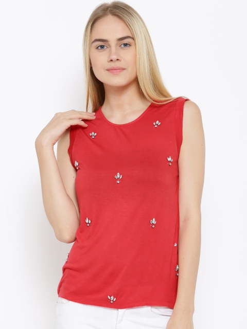 

Van Heusen Woman Red Embellished Top
