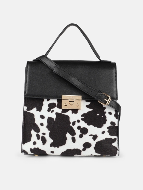 

DressBerry Black & White Printed Satchel