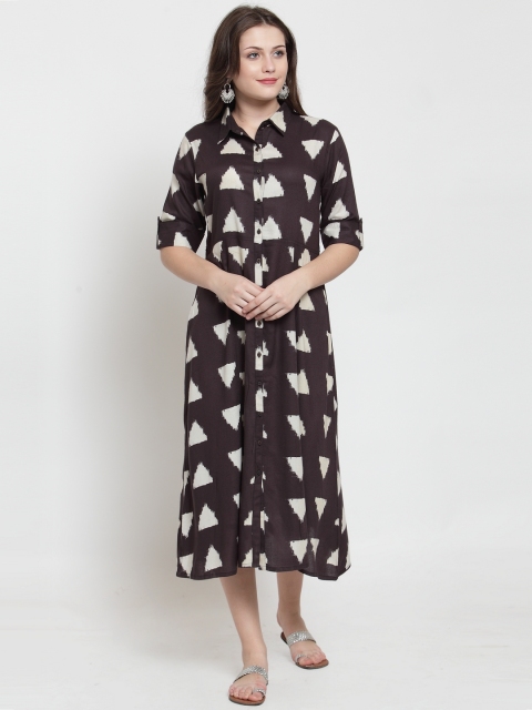 

Kiaasa Women Black & Off-White Printed A-Line Kurta