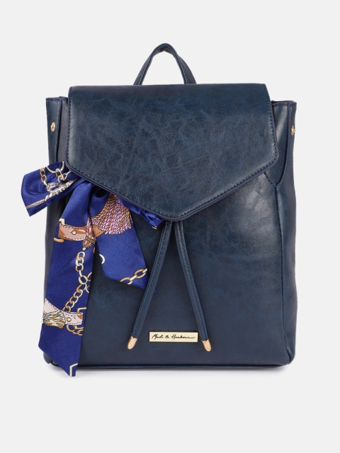 

Mast & Harbour Women Navy Blue Solid Backpack