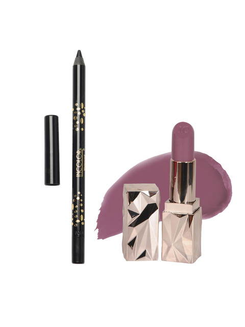 

INCOLOR Women Glide Kajal 1.2 g & Jewel Queen Lipstick 3.7 g, Mauve